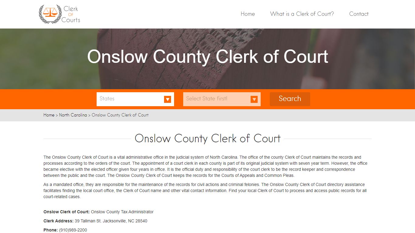 Onslow County Clerk of Court